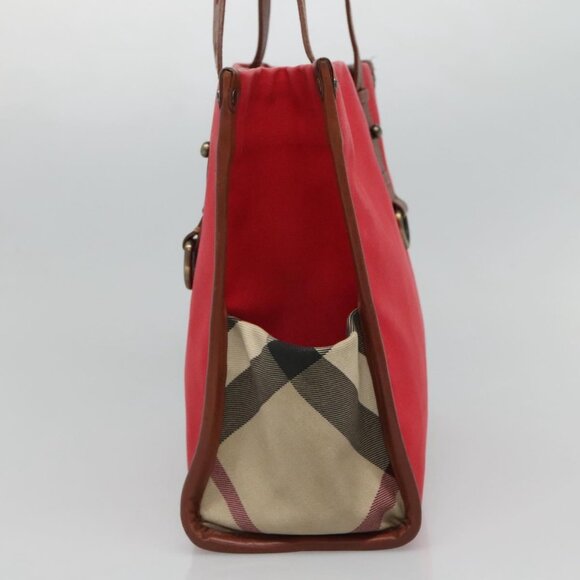 BURBERRY Tote Bag Canvas Red Auth ti2657 - Picture 6 of 13